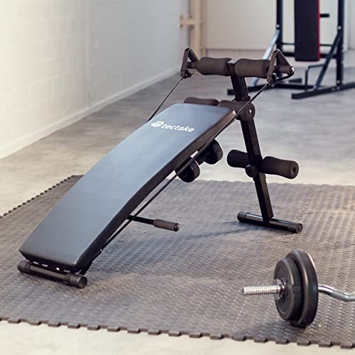 tectake 404160 - Banco de Entrenamiento Cuttler 129x55x70cm para Abdominales, Aparato de Gimnasio Ejercícios Musculación