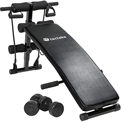 tectake 404160 - Banco de Entrenamiento Cuttler 129x55x70cm para Abdominales, Aparato de Gimnasio Ejercícios Musculación