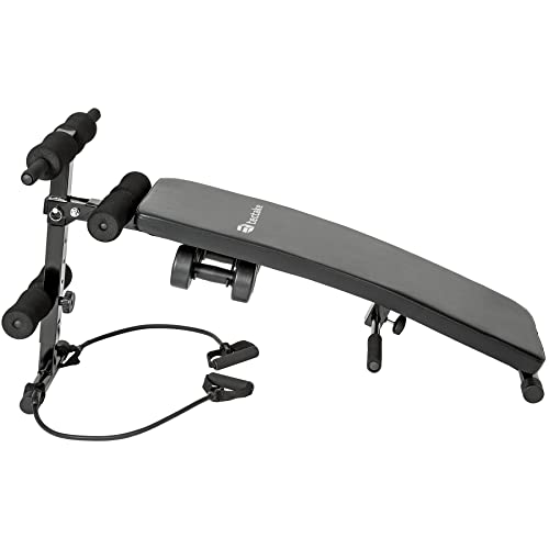 tectake 404160 - Banco de Entrenamiento Cuttler 129x55x70cm para Abdominales, Aparato de Gimnasio Ejercícios Musculación