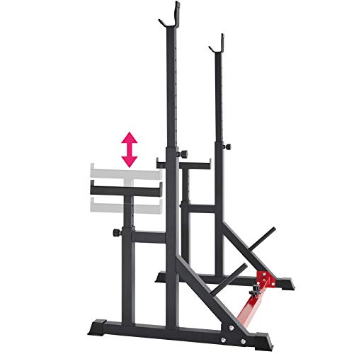 tectake 404237 Estante para sentadillas con soporte para pesas, Squat rack, Aparato para entrenamiento de fuerza, Equipo para fitness