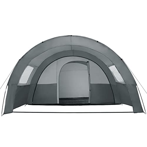 TecTake 404825-Tienda de campaña Roskilde para 6 Personas,Al Aire Libre,Refugio para Playa con mosquitera y Porche,Tienda Camping con Ventanas,Armazón para excursiones Campo,gris claro/gris oscuro