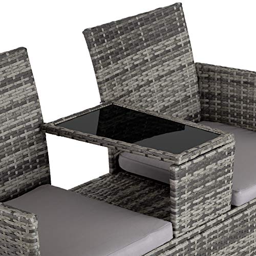 TecTake 800168 Set de Sofá 2X Asientos & Mesa, Conjunto de Muebles de Jardín, Exterior Terraza Patio (Gris | No. 403223)