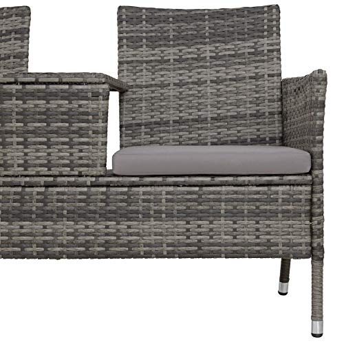 TecTake 800168 Set de Sofá 2X Asientos & Mesa, Conjunto de Muebles de Jardín, Exterior Terraza Patio (Gris | No. 403223)