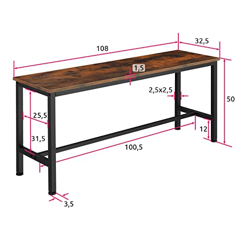 TecTake® 801058 - Conjunto de 2 Bancos Fairfield para Sala de Estar, Asiento para Cocina, Apoyo para Comedor, Mobiliario de Interior (Madera Industrial Oscura, Rústica)