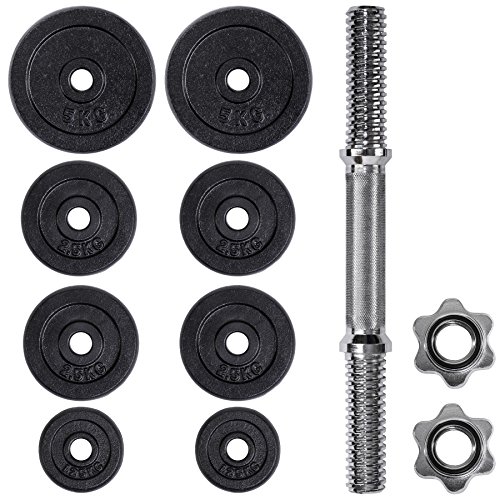 TecTake Mancuerna con pesas halteras de fitnes acero hierro musculación gimnasio - varios modelos - (25kg | no. 402366)