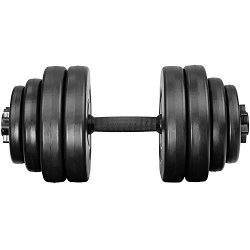 TecTake Mancuerna con Pesas Halteras de Fitness | Forro de plástico | Superficie de agarre estriada para un agarre seguro - varios modelos (15 kg | no. 402584)