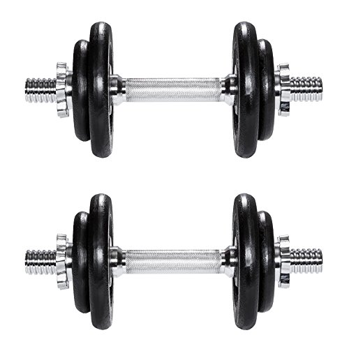 TecTake Set Mancuernas con Pesas Halteras Fitness Acero Hierro Musculación Gimnasio - varios modelos - (2x 10kg | No. 402368)