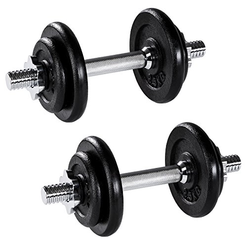 TecTake Set Mancuernas con Pesas Halteras Fitness Acero Hierro Musculación Gimnasio - varios modelos - (2x 10kg | No. 402368)