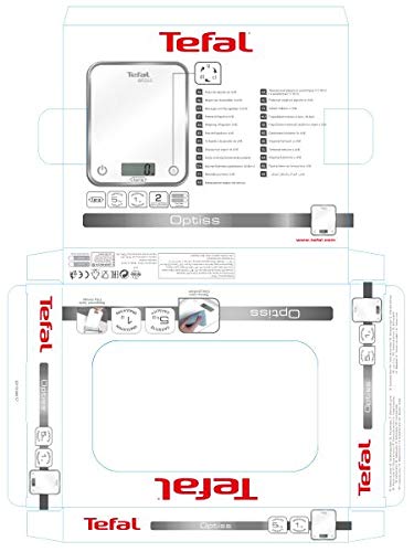 Tefal Optiss Cake Pops BC5121 Báscula de Cocina, extraplana, función Tara, Vidrio Templado y Pilas Incluidas, Multicolor