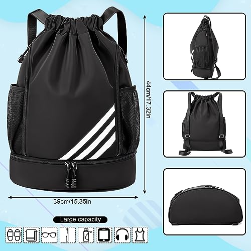 Teklemon Mochila Cuerdas, Mochilas de Cuerdas con Compartimento de Zapatos y Bolsillo Mochila Deporte Grande Bolsa de Cordón Impermeable Mochila Saco de Gimnasio para Mujer Hombre Adolescente