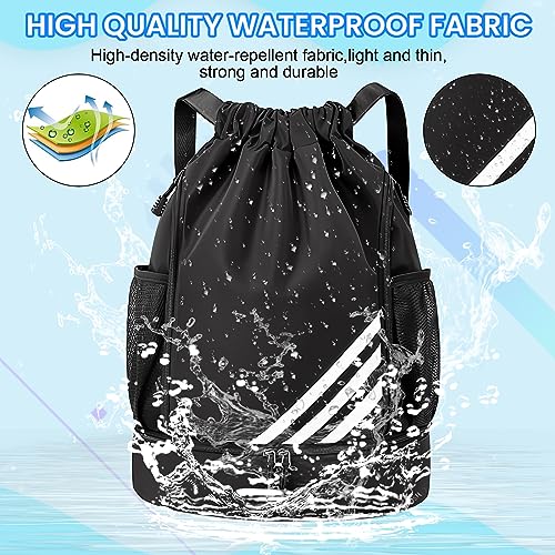 Teklemon Mochila Cuerdas, Mochilas de Cuerdas con Compartimento de Zapatos y Bolsillo Mochila Deporte Grande Bolsa de Cordón Impermeable Mochila Saco de Gimnasio para Mujer Hombre Adolescente