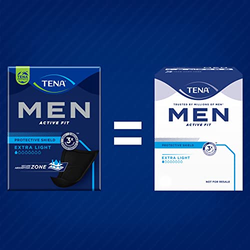 TENA Men Level 0 8x14 - Compresa Protectora Fina para Hombre - Para Incontinencia y Goteo Ocasional - Protector Ligero y Absorbente - 112 Unidades - Color Negro - Paquete Mensual