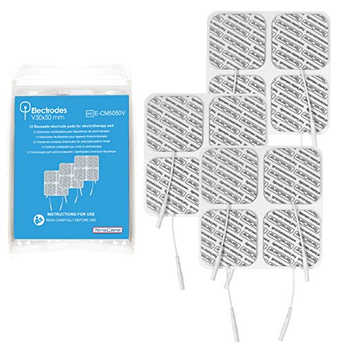 TensCare E-CM5050V - 12 electrodos para Electroestimulador Tens, 50x50 mm