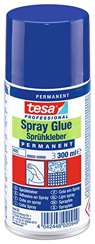 tesa Adhesivo en Spray PERMANENTE - Adhesivo en Aerosol para Materiales de Peso Medio-Ligero con Superficies Lisas o Rugosas - Libre de Silicona - 300 ml