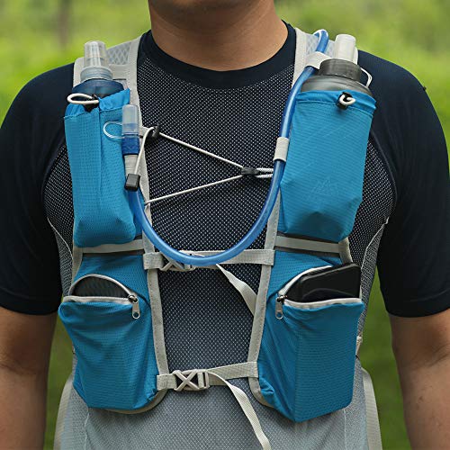 TEUEN Mochila de Hidratación con 2 litros Bolsa de Agua, Mochila Agua Mujer Hombre 6 litros Mochilas Trail Running Ligera para Correr Senderismo o Ciclismo Unisex Adulto (Gris)