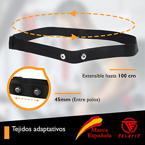 TF TALAFIT Recambio banda frecuencia cardiaca - Pulsometro Banda Pectoral - Cinta de Pecho Ajustable para el Pecho para medir el Ritmo cardíaco compatible con Polar, Garmin, Wahoo, Coospo