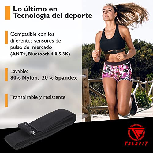 TF TALAFIT Recambio banda frecuencia cardiaca - Pulsometro Banda Pectoral - Cinta de Pecho Ajustable para el Pecho para medir el Ritmo cardíaco compatible con Polar, Garmin, Wahoo, Coospo