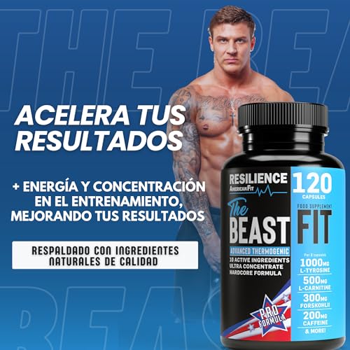 The Beast Fit|Termogenico|120 Capsulas|Quemagrasas potente para adelgazar|L carnitina|Termogenicos Potentes|Cafeina|Garcinia cambogia|Quemagrasas Potente Para Adelgazar Hombre|Quemador de grasa