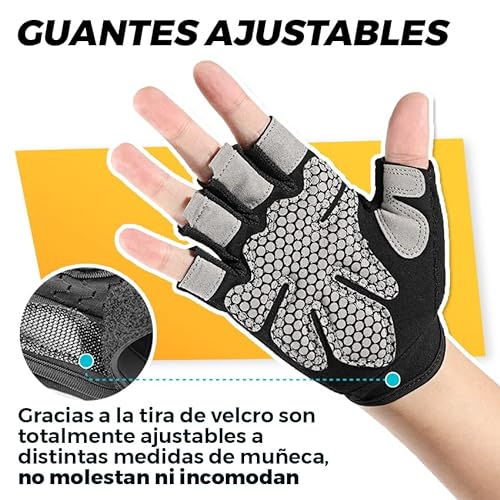 The Inventions Emporium Kit Topes Mancuernas con Guantes Gym Talla M - Calleras - Almohadilla Barra Gimnasio - Accesorios Gimnasio