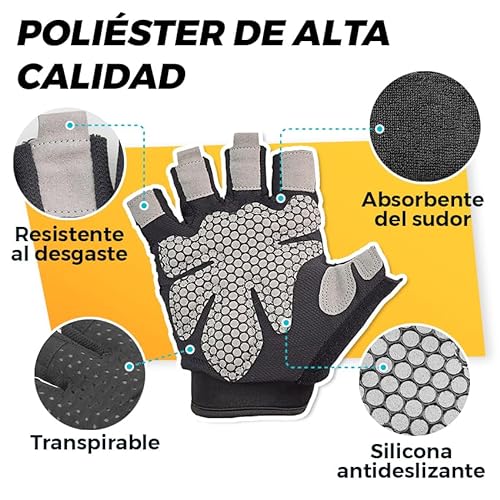 The Inventions Emporium Kit Topes Mancuernas con Guantes Gym Talla M - Calleras - Almohadilla Barra Gimnasio - Accesorios Gimnasio