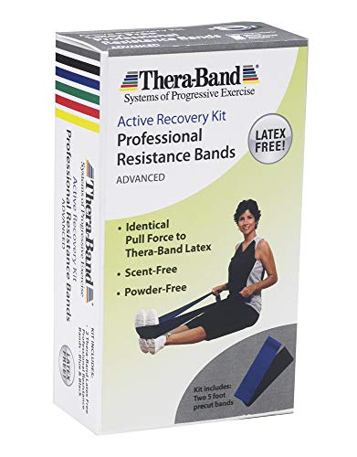 THERABAND Juego de Bandas de Resistencia, Banda elástica Profesional sin látex para Ejercicio Superior e Inferior del Cuerpo, Entrenamiento de Fuerza, Terapia, Pilates, rehabilitación, Paquete