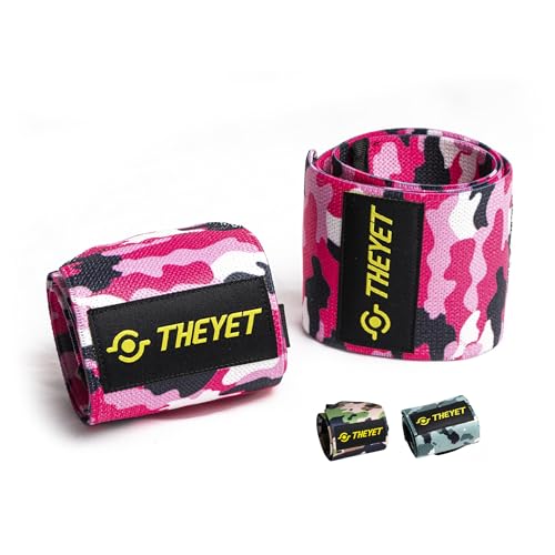 THEYET Muñequeras Deportivas Gym Rosas (1 par) Camo para Cross Training y Fitness | Hombre y Mujer | Protecciones de Muñecas Powerlifting Calistenia Halterofilia Crossfit Barras | Wrist Wraps (Rosa)