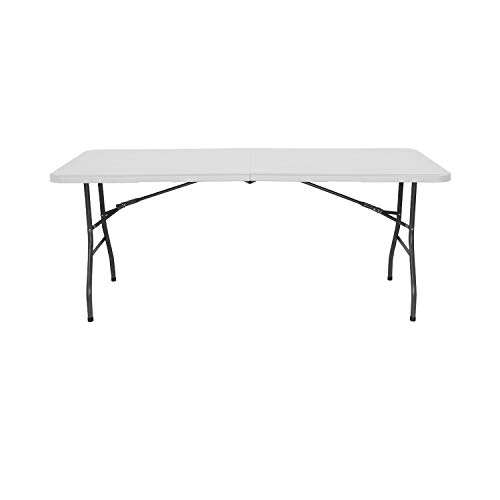 THINIA HOME Mesa Catering Plegable Portátil Rectangular Blanca 240 cm Mesa Multiusos: Camping, Eventos en Espacios Exteriores o Interiores | Mesa Resina y Patas Acero | 6-8 Personas