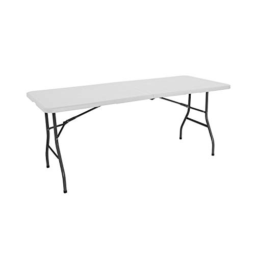 THINIA HOME Mesa Catering Plegable Portátil Rectangular Blanca 240 cm Mesa Multiusos: Camping, Eventos en Espacios Exteriores o Interiores | Mesa Resina y Patas Acero | 6-8 Personas