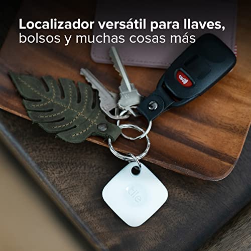 Tile Mate (2022) buscador de objetos Bluetooth, Pack de 1, Radio búsqueda 60m, compatible con Alexa, Google Smart Home, iOS, Android, Busca llaves, mandos y más, Blanco