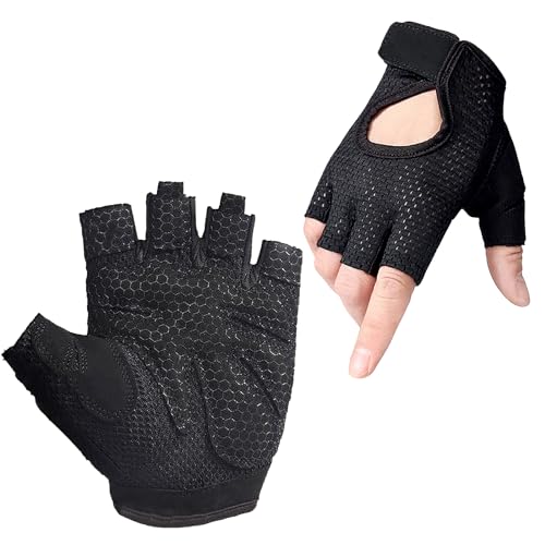 TingDongWei Guantes de Gimnasio para Hombres y Mujeres, Protección de Palma, Guantes de Entrenamiento Antideslizantes Transpirable para Entrenamiento de Fuerza, Fitness, Ciclismo (M)