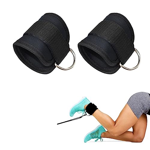 Tobillera para Polea,Tobillo Correas Acolchado,Ajustable Correas Tobillos,Tobillo Acolchadas,Ankle para Entrenamiento,Tobillo Gimnasio con Anillo en D,Ejercicio Mujeres y Hombres,2 Piezas