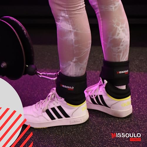 Tobilleras para Poleas, Ideales para Entrenamientos en Gimnasio, Tobilleras Acolchadas con Velcro Resistente. Accesorio Deportivo para Cables de Máquinas Fitness. (Negro)