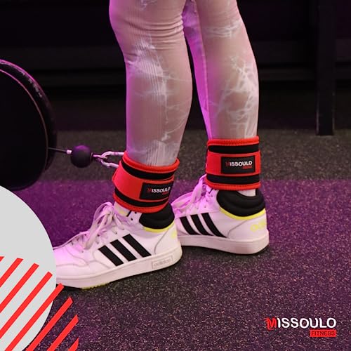 Tobilleras para Poleas, Ideales para Entrenamientos en Gimnasio, Tobilleras Acolchadas con Velcro Resistente. Accesorio Deportivo para Cables de Máquinas Fitness. (Rojo)