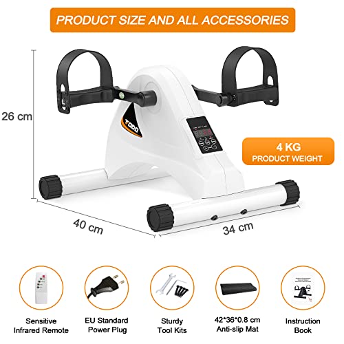 TODO Pedaleador Electricos Pedales Estaticos Personas Mayores Automatico con Motor Silencioso para Pierna y el Brazo de Rehabilitación (Blanco)