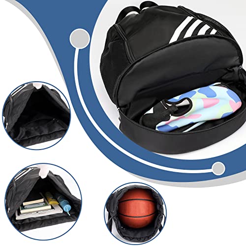 Tokeya Bolsas de Cuerdas Hombre Mochila Cuerdas Impermeable Saco de Gimnasia con Compartimento de Zapatos y Bolsillo Ligera Mochila de Playa para Senderismo Natacion Fitness Baloncesto, Negro