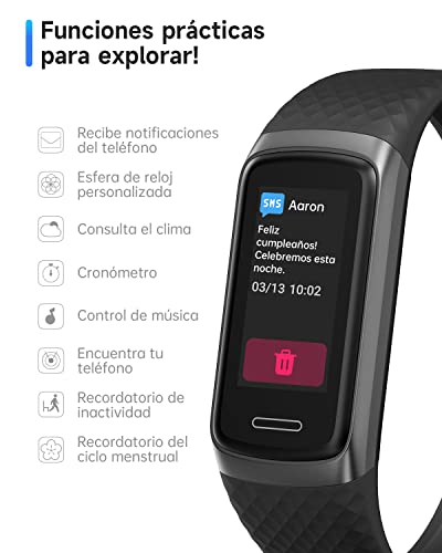 TOOBUR Pulsera Actividad Fitness con Pulsometro Monitor de Sueño 14 Modos Deportivos Impermeable Ip68 Cuenta Pasos Podometro Banda Compatible Android iOS Reloj Inteligente para Hombre Mujer