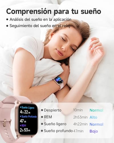 TOOBUR Reloj Inteligente Mujer, Smartwatch Alexa Incorporada IP68 Sumergible con Llamada/Seguimiento del Frecuencia Cardíaca/Sueño/100 Deportes Compatible Android iPhone