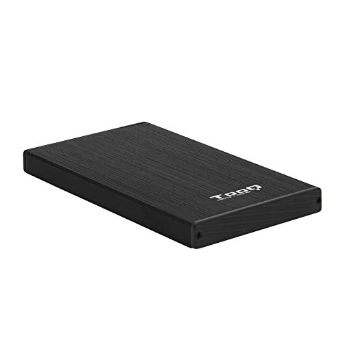 TooQ TQE-2527B - Carcasa para discos duros HDD de 2.5", (SATA I/II/III de hasta 9.5 mm de alto, USB 3.0), aluminio, indicador LED, color negro, 50 grs.