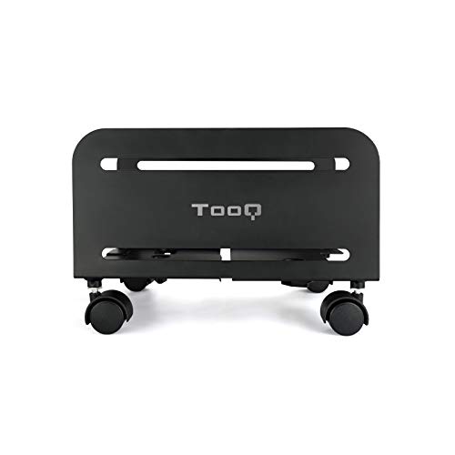 TooQ UMCS0004-B - Soporte de suelo con ruedas para CPU, metálico, con un peso de hasta 10 kg, soporta torres de 119 mm a 209 mm de ancho, color negro