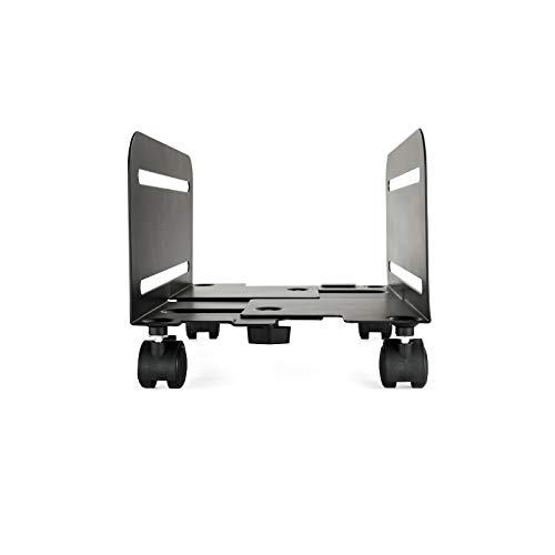 TooQ UMCS0004-B - Soporte de suelo con ruedas para CPU, metálico, con un peso de hasta 10 kg, soporta torres de 119 mm a 209 mm de ancho, color negro