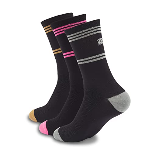 TopActive | Calcetines de Ciclismo Altos para Hombres y Mujeres | Calcetines Deportivos de Ciclismo Transpirables para Montaña, Spining, Ciclismo de Ruta | Pack de 3, talla 42-44