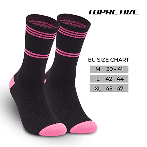 TopActive | Calcetines de Ciclismo Altos para Hombres y Mujeres | Calcetines Deportivos de Ciclismo Transpirables para Montaña, Spining, Ciclismo de Ruta | Pack de 3, talla 42-44