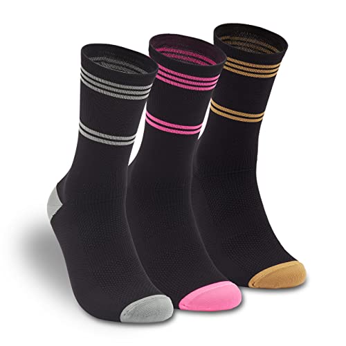 TopActive | Calcetines de Ciclismo Altos para Hombres y Mujeres | Calcetines Deportivos de Ciclismo Transpirables para Montaña, Spining, Ciclismo de Ruta | Pack de 3, talla 42-44