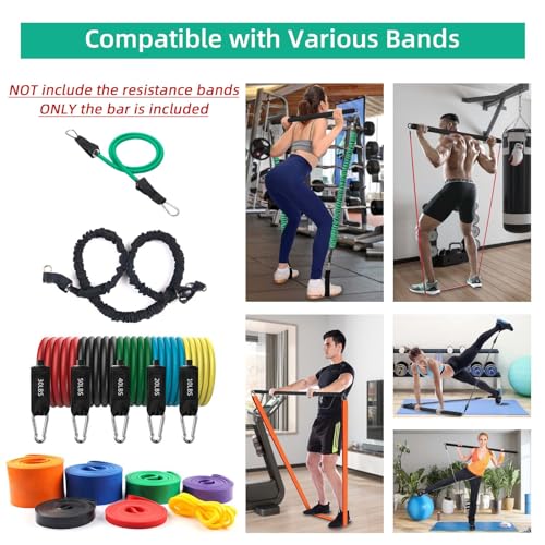 Topfinder Barra Pilates, Barra de Bandas de Resistencia Portátil Barra Gimnasio de Gomas Elasticas Fitness Pilates Bar Accesorios