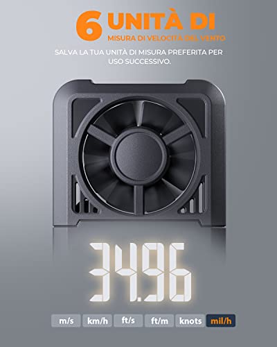 TopTes TS-301 Anemómetro Digital Pantalla LCD de 2,26 pulgadas Medidor de Velocidad del Aire del Viento con Retroiluminación para Navegación, Kitesurf, Surf, Marina, Pesca - Naranja