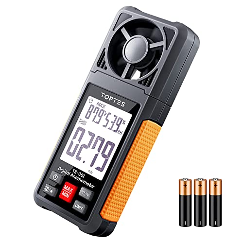 TopTes TS-301 Anemómetro Digital Pantalla LCD de 2,26 pulgadas Medidor de Velocidad del Aire del Viento con Retroiluminación para Navegación, Kitesurf, Surf, Marina, Pesca - Naranja