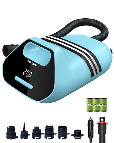 TOPUMP 7800mAh Bomba de Aire Recargable Sup TPS300, 20PSI Bomba Eléctrica para Tablas de Paddle Inflado y Desinflado en Dos Etapaspara Tablas de Paddle, Carpa Inflable, Barcos