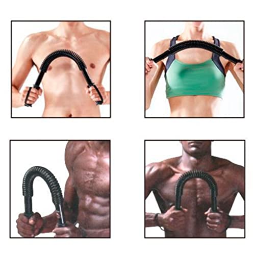 Tradineur - Barra de musculación 50 kg, barra flexible de ejercicio de resistencia, máquina entrenamiento de brazo y pectorales, fitness, muelles de acero, antideslizante, 59 x 4 cm, color aleatorio