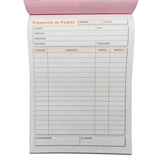 Tradineur - Talonario de pedidos con hojas autocopiativas, bloc, libreta para propuestas de pedido, presupuestos, negocios, tiendas, 20,7 x 14,5 cm