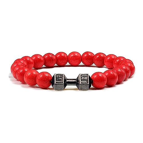 Traintough - Pulsera de mancuernas, pulsera de gimnasia, pulsera de mancuernas para hombres y mujeres, joyería de barra de acero inoxidable para hombres de fitness, juego de piedra volcánica negra